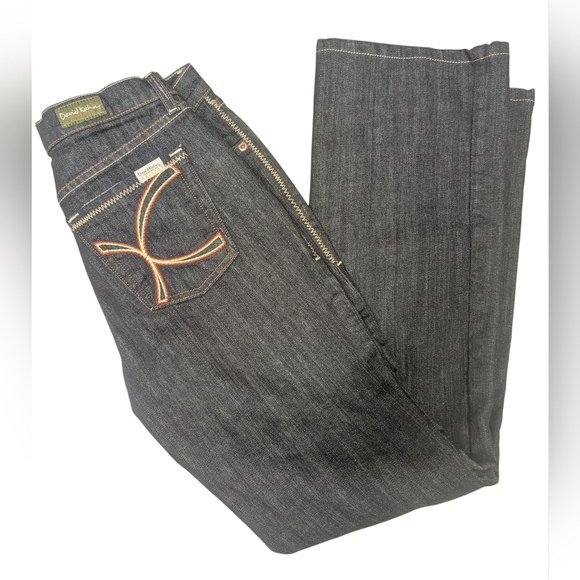 David Kahn Dark Wash Bootcut Jeans Size 28 Y2K Stitch Detail - Picture 5 of 6
